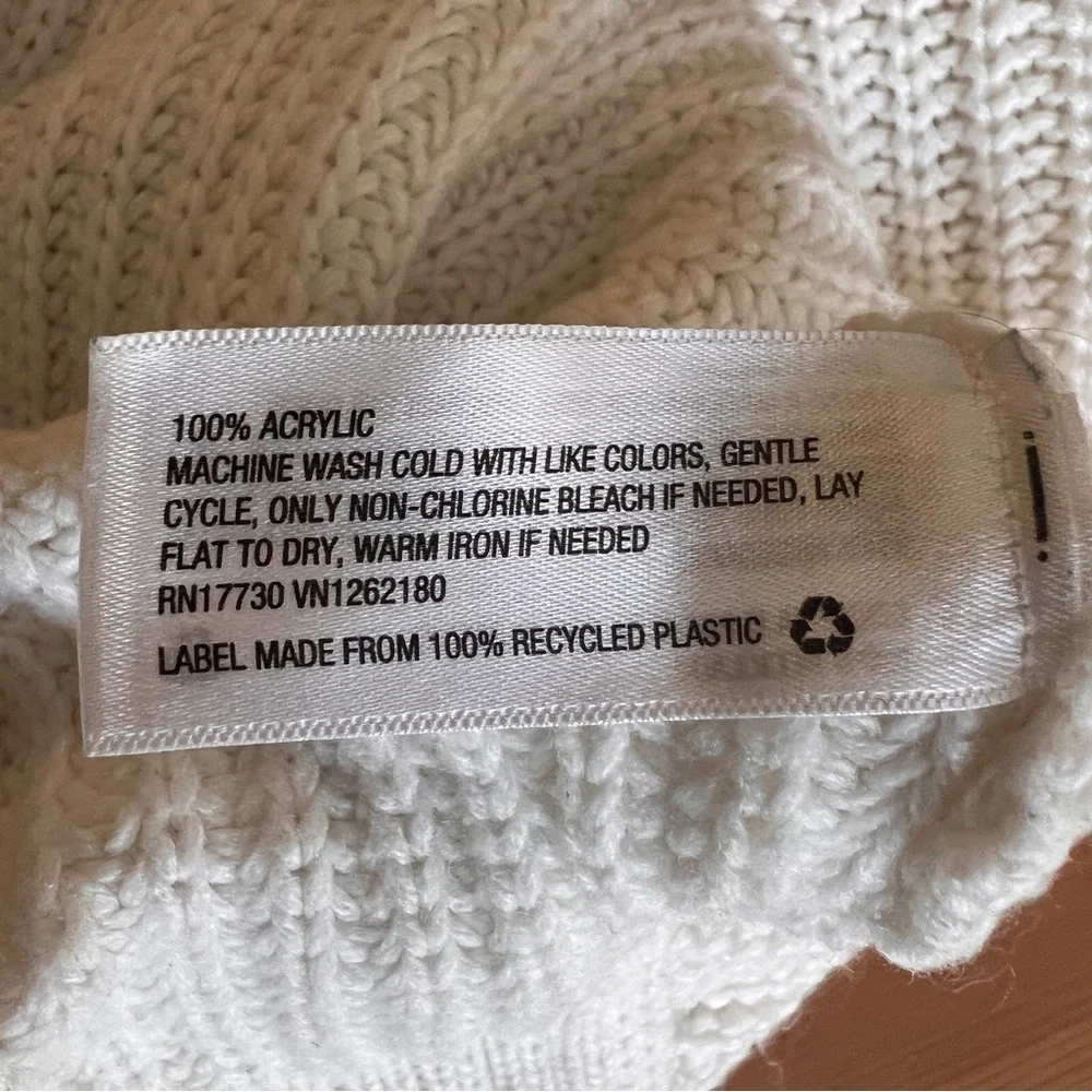 A New Day Cowl Neck/Turtle Neck Cream Ribbed-Knit Mid-Length Cozy Sweater XS EUC